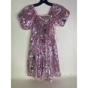 Young Hearts Girls Size 8 Pink Sequin Sparkle Holiday Sweets Candy Dress